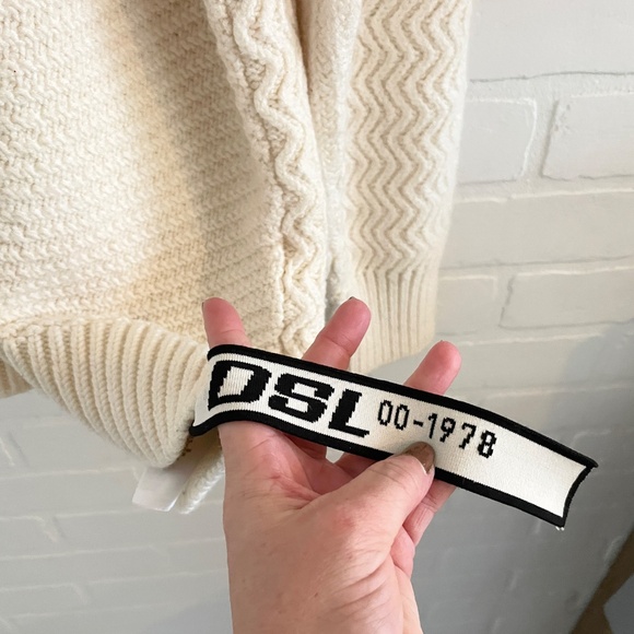 Diesel Men’s Chunky knit sweater Wool Off-White Patchwork M Oversized - Picture 7 of 15